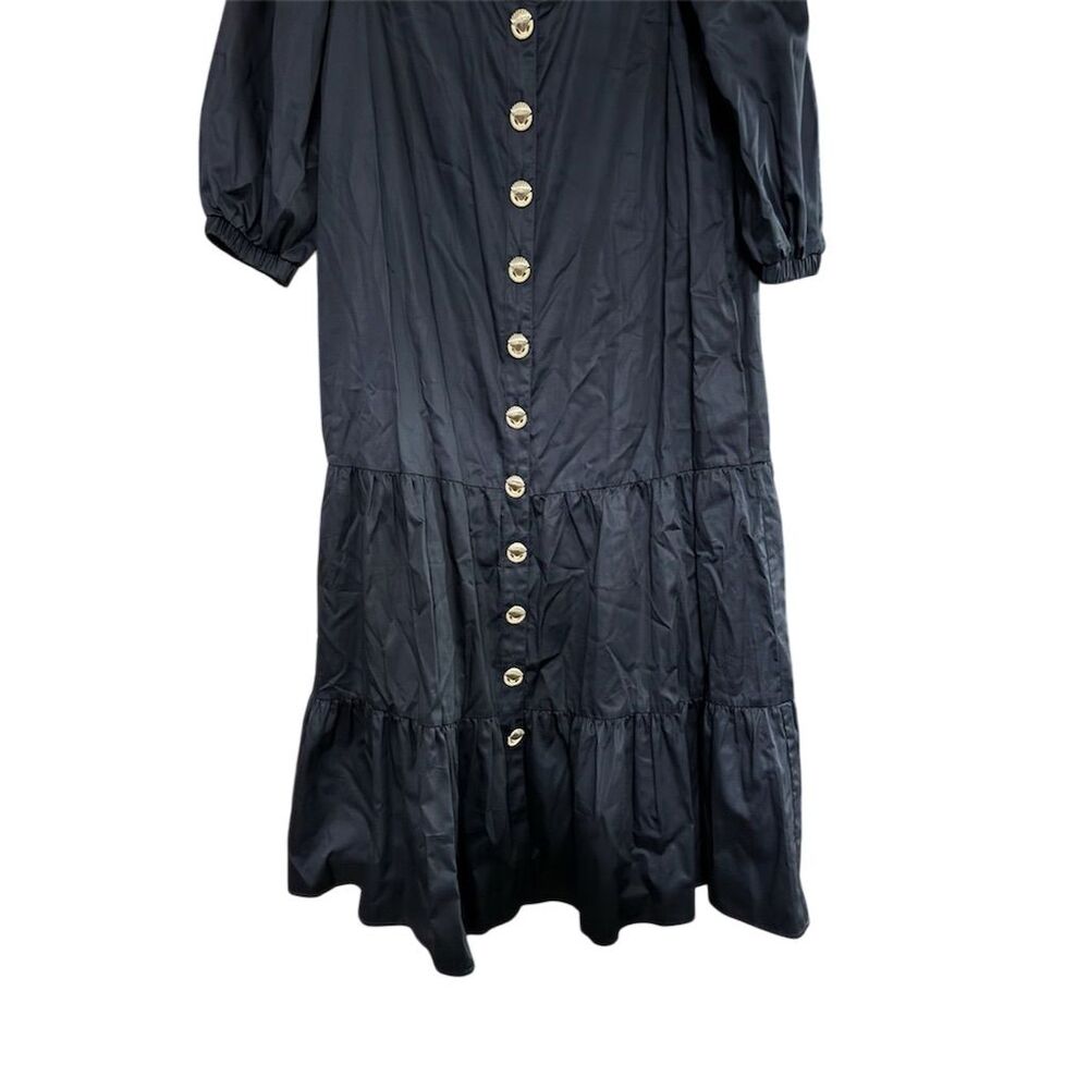Kitri Women's Black Button Front Midi Dress Size 14 Casual Puff Sleeve — image 5 of 8